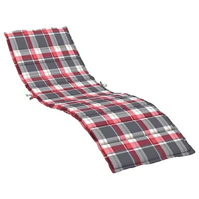 Afbeelding van vidaXL Rood geruit ligstoelkussen, 200 x 50 3 cm