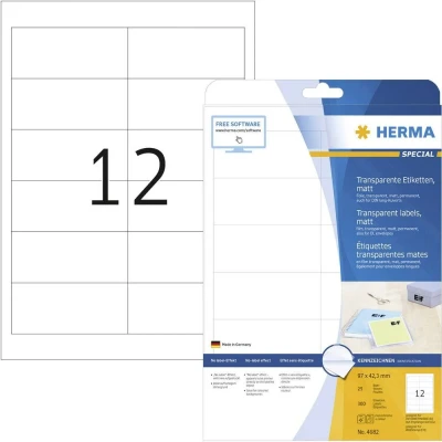 Afbeelding van Etiket HERMA 4682 96.5x42.3mm folie transparant 300stuks