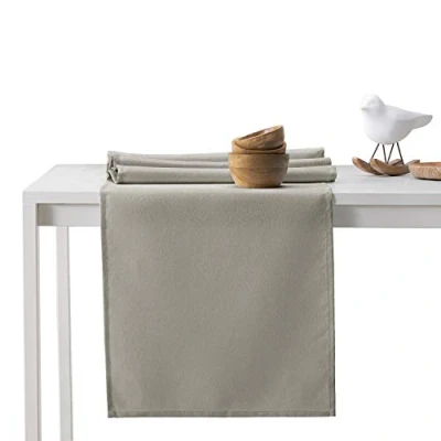 Afbeelding van AmeliaHome Tafelloper 35 x 300 cm en 115 lotuseffect waterafstotend glanzend cappuccino Empire