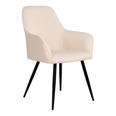 Afbeelding van Harbo Dining Chair in bouclé, white with black legs, HN1232