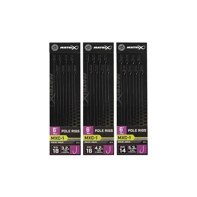 Afbeelding van Matrix Onderlijn MXC 1 Pole Rigs 6 (15cm) Spade End Barbless Maat : Haak 16