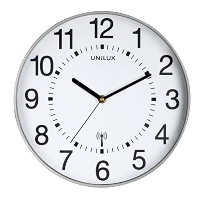 Afbeelding van Unilux Wandklok Wave, Radiogestuurd, Diameter 30 Cm, Grijs En Wit Radiogestuurd Horloge