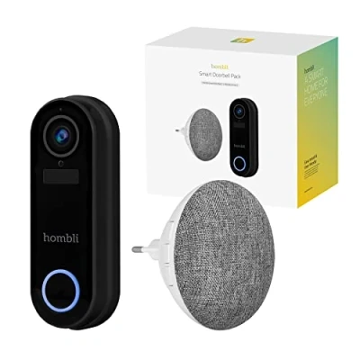 Afbeelding van Hombli Slimme Deurbel 2 1080p Video en Chime Promopakket, Tweewegsgesprek, Bewegingsdetectie, MicroSD Cloudopslag Zwart