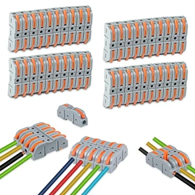 Afbeelding van Uootach 40 stuks elektrische snelkoppelingen met hendel, kabelconnector, compacte aansluitblokken, combineerbaar, 4 mm², vrije combinatie van klemmen aan beide zijden