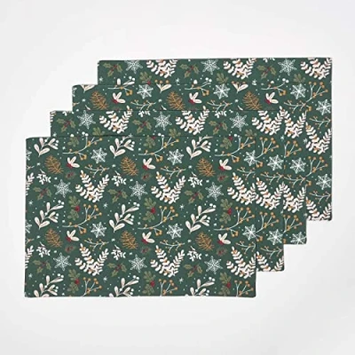 Afbeelding van Homescapes Kerstplacemat Kerstbos, Groen, Set van 4