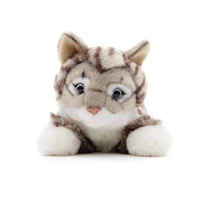 Afbeelding van Uni Toys Kat met tijgerbont (grijs), liggend 38 cm (lengte) pluche kitten knuffeldier