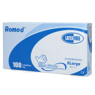 Afbeelding van Romed Nitril handschoenen 100 stuks XL Blauw Poedervrij en latexvrij