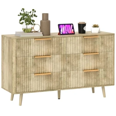 Afbeelding van HOMCOM Ladekast MDF 120x40x76cm Eiken