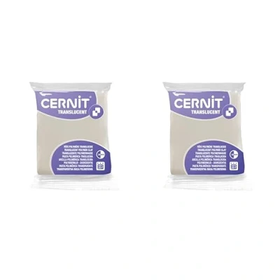 Afbeelding van CERNIT CE9256024AMZC Een set van 2 transparante polymeerdeeg, boetseerklei om te bakken, fosforescerende kleur, blokken 56 g