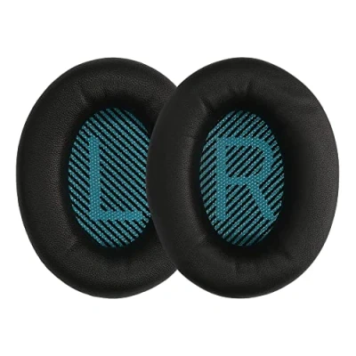 Afbeelding van kwmobile 2x oorkussens voor koptelefoon geschikt Bose Soundlink Around Ear Wireless II Earpads van schapenleer In zwart