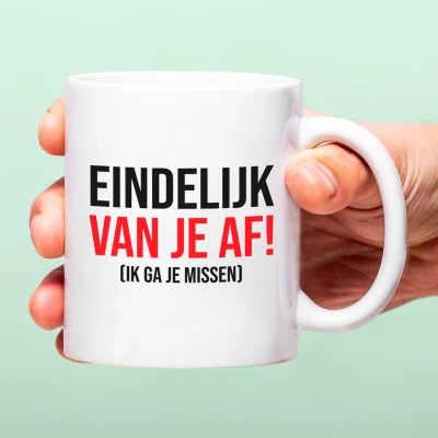 Afbeelding van Mok Eindelijk van je af!