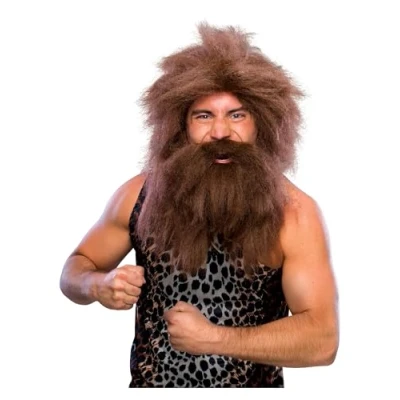 Afbeelding van Rubies Officiële prehistorische baard en pruik voor volwassenen (Eén maat)