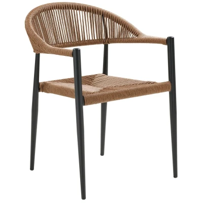 Afbeelding van House Nordic Eetkamerstoel ZwartRotan Canari Set van 2