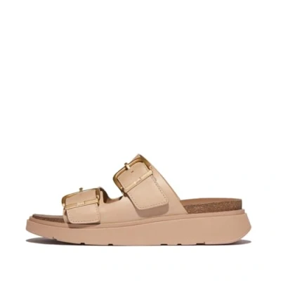 Afbeelding van FitFlop Gen FF Buckle Two Bar Leather Slides BEIGE Maat 40