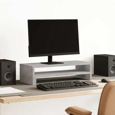 Afbeelding van vidaXL Monitorstandaard 54x22x15 cm bewerkt hout betongrijs