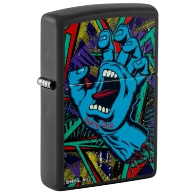 Afbeelding van ZIPPO Black Light 60006414 Santa Cruz Artist Hand Benzine aansteker zwart