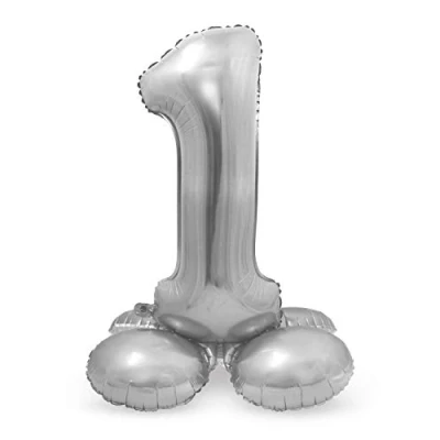 Afbeelding van Cijfer Ballon 1 staand zilver 72 cm