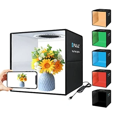 Afbeelding van Puluz Draagbare lichtbak voor fotostudio met 112 dimbare leds en 6 fotoachtergronden 30 cm