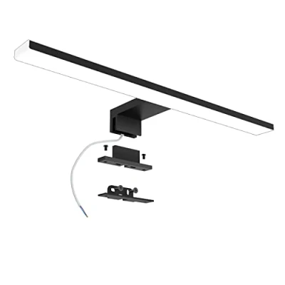 Afbeelding van Azhien Led spiegellamp voor badkamer, 10 W, 820 lm, 40 cm, wandlamp, spiegellamp, neutraal wit, 4000 K, 3 in 1, 230 V, led, IP44, zwart