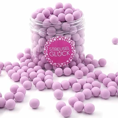 Afbeelding van STREUSEL GLÜCK taartdecoratie Chocoladeballen pastellila 180 g verjaardagstaartdecoratie Kerstmis chocoladeparels eetbare