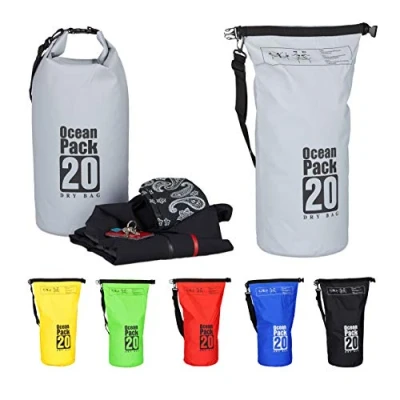 Afbeelding van relaxdays Ocean Pack 20 liter waterdichte tas strandtas zeilen outdoor plunjezak Grijs