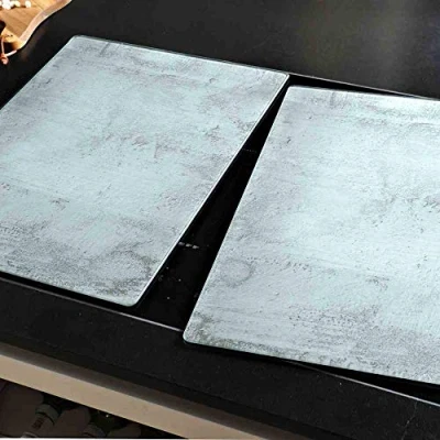 Afbeelding van Multiglazen snijplanken, afdekplaten, set van 2 stuks, 50x38.5cm, betonlook