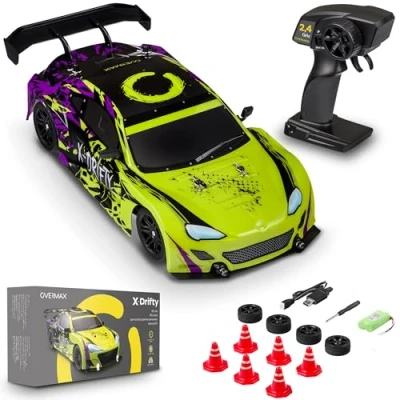 Afbeelding van Overmax x Drifty RC Auto 20 km/u, 1:16 Schaal, 4WD, 80m bereik, 40 minuten speeltijd, 2 500 mAh batterijen, led verlichting, twee sets wielen, ideaal cadeau voor kinderen 3+