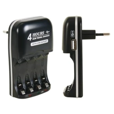 Afbeelding van Velleman Snelle oplader, geschikt voor NiMH AA en AAA batterijen, met USB uitgang, microprocessorbesturing, LED indicator tijdens het opladen