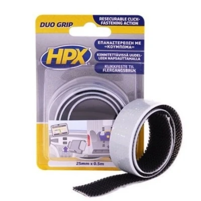 Afbeelding van HPX Duo Grip Tape Klikbevestiging 50 Cm Zwart Lijm, Kit &amp;