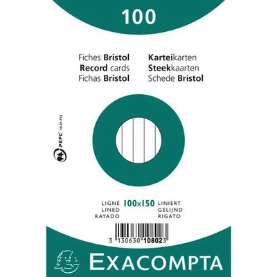 Image de Paquet 100 fiches bristol ligné non perforé 75x125mm