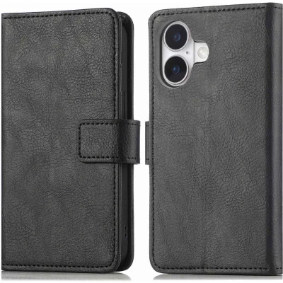 Afbeelding van imoshion Hoesje Geschikt voor iPhone 16 Plus Met Pasjeshouder Luxe Bookcase Zwart