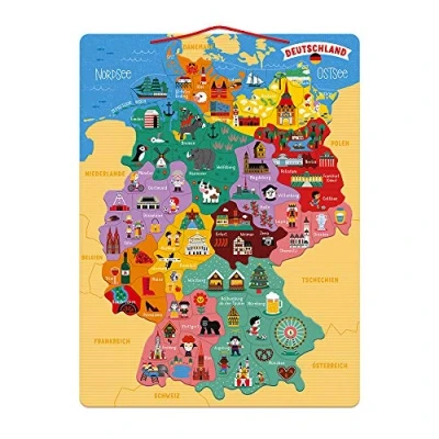 Afbeelding van Janod, 79 stuks Duitsland houten magneetkaarten J05477
