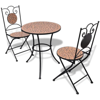 Afbeelding van 3 delige Bistroset keramische tegel terracotta