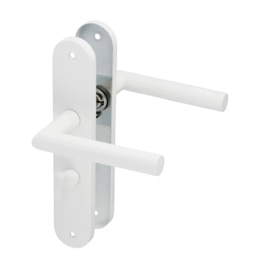 Afbeelding van Deurklink met Rond schild WC /badkamerslot PC 63mm Wit Lucano