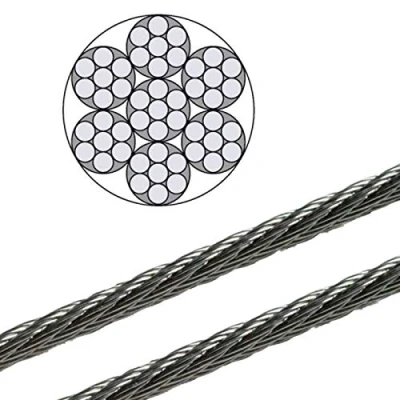 Afbeelding van Roestvrij stalen draadkabel 100m 5mm 7x7 V4A