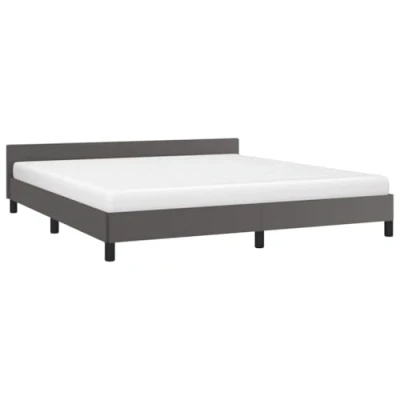 Afbeelding van vidaXL Bedframe met hoofdeinde, zonder matras, grijs, 160 x 200 cm