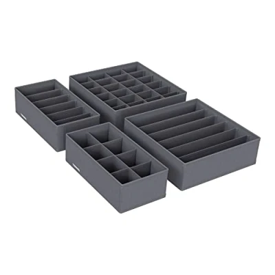 Afbeelding van Ondergoedorganizer, 8 delige set, lade organizer, opvouwbaar, opbergsysteem kledingkast, opbergdoos, stoffen dozen opslag, voor beha&#039;s, sokken, stropdassen, grijs