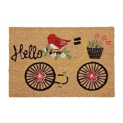 Afbeelding van Relaxdays deurmat kokos fiets bloemen hello 40x60 cm antislip binnen buiten
