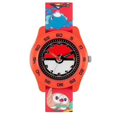 Afbeelding van Pokemon Uniseks kinderhorloge analoog kwarts met siliconen armband POK9023, Rood, riem, Riem