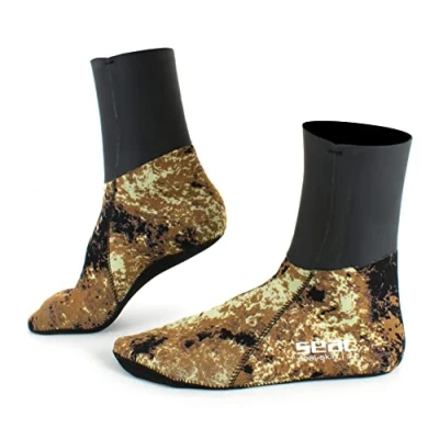 Afbeelding van SEAC Skin Thermosokken voor apneu en vissen, 3 mm, camouflage, uniseks, volwassenen, camo bruin