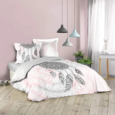 Afbeelding van Beddengoedset, 3 delig, 240 x 220 cm, bedrukt, 42 draden, motief Namaste