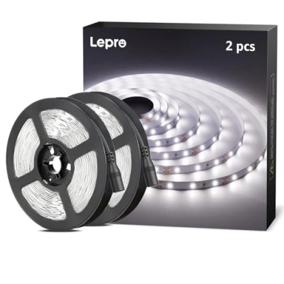 Afbeelding van LE 5M Koud Wit LED Strookset, 2 Stuks, 12V Stroken, Zelfklevende Flexibele Strook, Lichtstrook voor de TV, Tuin, Kerstmis, Club, Feestjes, Binnen en Buitendecoratie