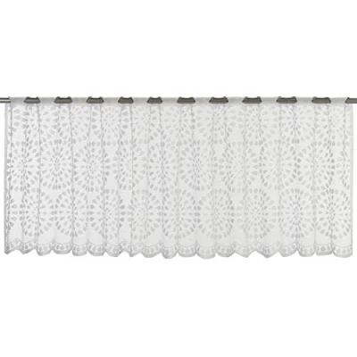 Afbeelding van Elbersdrucke 198411 Circolo 00 inkijkbescherming gordijn wit transparant 45 x 160 cm voor keukenramen
