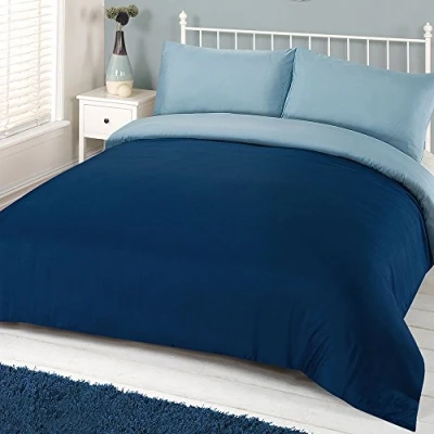 Afbeelding van Brentfords omkeerbare beddengoedset met dekbedovertrek en kussensloop Marineblauw Eenpersoons