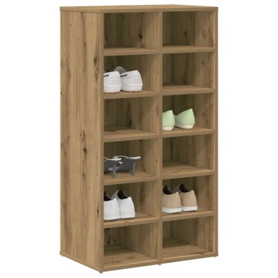 Afbeelding van Schoenenrek 54x34x100,5 cm bewerkt hout artisanaal eikenkleur