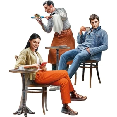 Afbeelding van 1:35 MiniArt 38085 Moderne Café Bezoekers 3 Figuren Plastic Modelbouwpakket