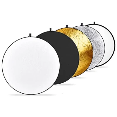 Afbeelding van NEEWER 5 in 1 opvouwbare lichtreflector met tas, transparant, zilver, goud, wit, zwart, voor studiofotografie en buitenverlichting