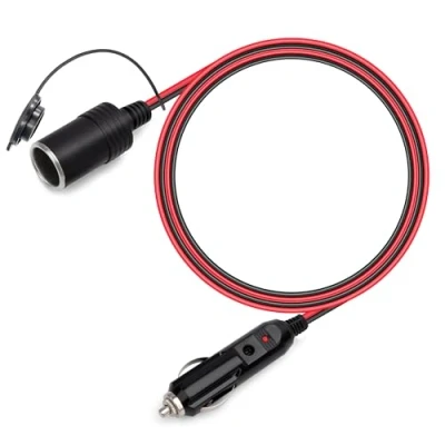 Afbeelding van GUNGY 1 m sigarettenaansteker verlengkabel 12 V/24 V stekker 16 AWG waterdichte auto met 15 A zekering voor camper caravan koelkast compressor