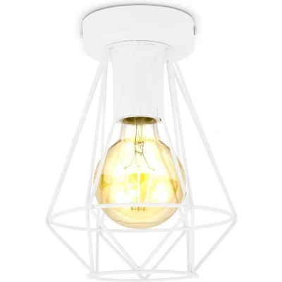 Afbeelding van B.K.Licht Decoratieve Witte Plafondlamp metaal industriël draad Ø16.5cm met E27 fitting excl. lichtbron