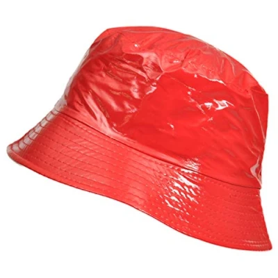 Afbeelding van TOUTACOO, Regenhoed, regenbob, vinyl, waterdicht, gewaxt uiterlijk, 11 Effen Rood
